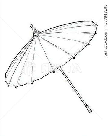 Classic vintage traditional japanese wagasa paper umbrella sketch line art illustration isolated on white background for coloring book page or asian cultural design element projects and graphics Classic vintage traditional japanese wagasa paper umbrella sketch line art illustration isolated on white background for coloring book page or asian cultural design element projects and graphics 137948199