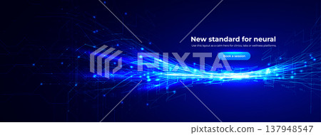 Abstract Digital Transformation AI Neuronal Connection Overflow Light Lines, Blue Neon Glowing Pathway. Innovate Neural Scientific Complex Researching. Neuro Science Research. Vector Illustration Abstract Digital Transformation AI Neuronal Connection Overflow Light Lines, Blue Neon Glowing Pathway. Innovate Neural Scientific Complex Researching. Neuro Science Research. Vector Illustration 137948547