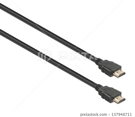 HDMI connector with cable, isolated on white background 137948711