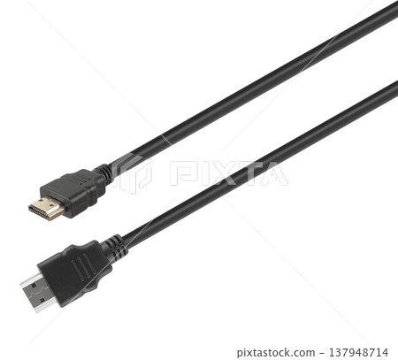HDMI connector with cable, isolated on white background 137948714