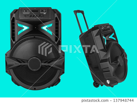 acoustic system, acoustic speakers, on a blue background 137948744