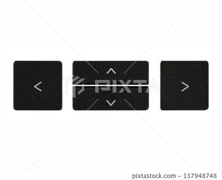 function keys from a computer keyboard, up down right and left, on a white background function keys from a computer keyboard, up down right and left, on a white background 137948748
