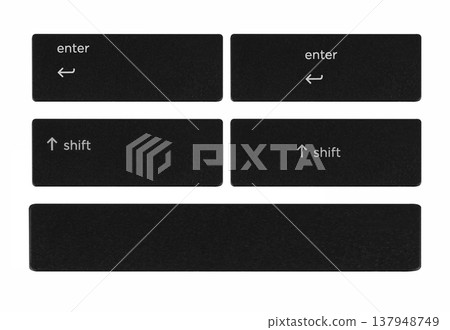 function keys from a computer keyboard, on a white background 137948749
