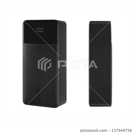 external battery for tablet phone, phone accessory, on white background external battery for tablet phone, phone accessory, on white background 137948756