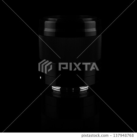 camera lens on a black background isolated camera lens on a black background isolated 137948768
