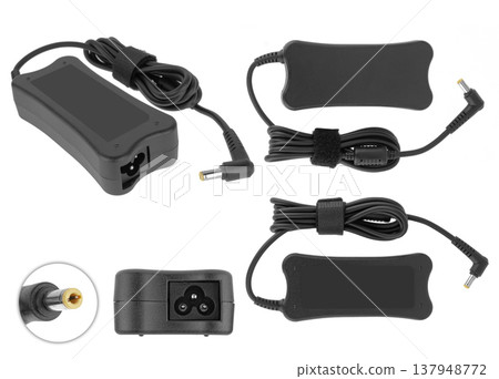 laptop power adapter, laptop accessory, isolated on white background laptop power adapter, laptop accessory, isolated on white background 137948772