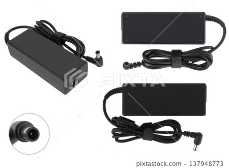 laptop power adapter, laptop accessory, isolated on white background laptop power adapter, laptop accessory, isolated on white background 137948773