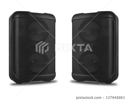 acoustic sound system, speakers, on a white background acoustic sound system, speakers, on a white background 137948861