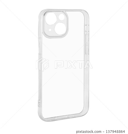 silicone phone case, transparent, isolated on white background silicone phone case, transparent, isolated on white background 137948864