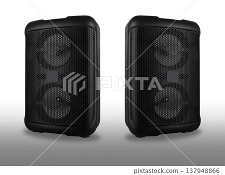 acoustic sound system, speakers, on a white background acoustic sound system, speakers, on a white background 137948866