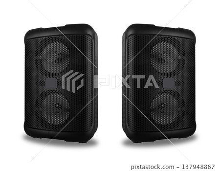 acoustic sound system, speakers, on a white background 137948867