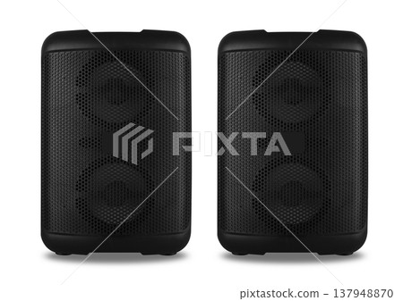 acoustic sound system, speakers, on a white background acoustic sound system, speakers, on a white background 137948870