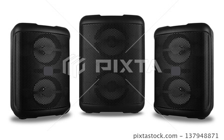 acoustic sound system, speakers, on a white background acoustic sound system, speakers, on a white background 137948871