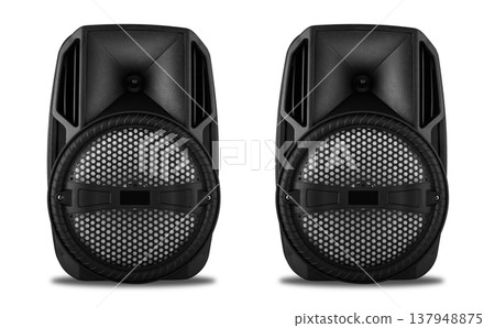 acoustic sound system, speakers, on a white background 137948875