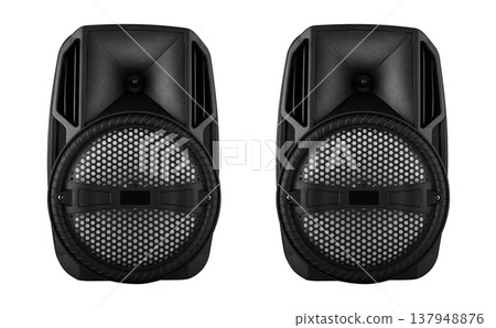 acoustic sound system, speakers, on a white background 137948876