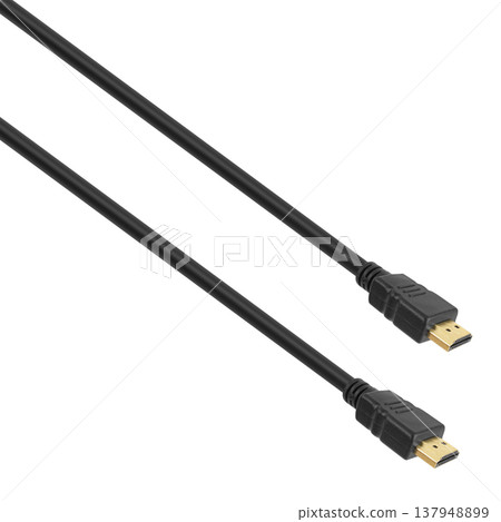cable with HDMI connector, on a white background cable with HDMI connector, on a white background 137948899