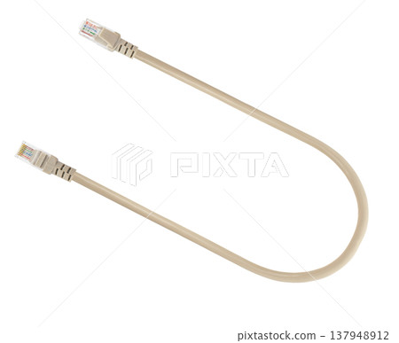 cable with RJ-45 connector, connector for wired internet connection, on a white background cable with RJ-45 connector, connector for wired internet connection, on a white background 137948912