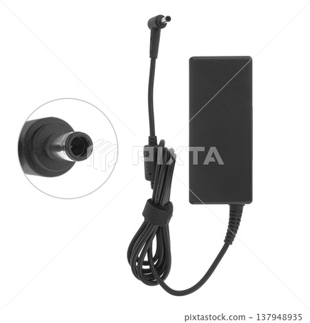 laptop power adapter, laptop spare part, on white background 137948935