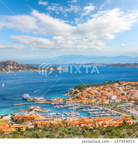 Remarkable view on Palau port and La Maddalena island. 137949053