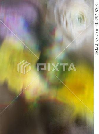 Blurred flower card. Floral composition for interior design, print, fabric or background. 137949208