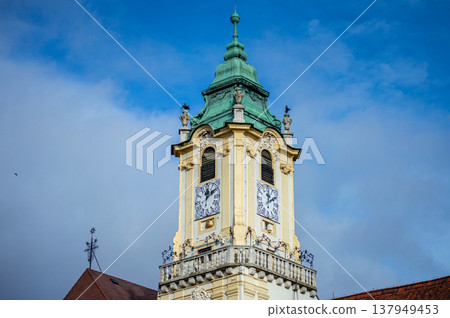 Walking in the historical city center in Bratislava Walking in the historical city center in Bratislava 137949453