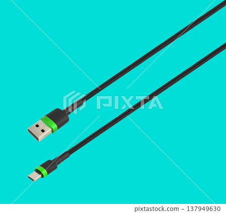 cable with USB and Type-C connector, on minem background cable with USB and Type-C connector, on minem background 137949630