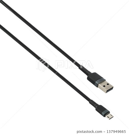 Cable with USB and micro USB connector, isolated on white background Cable with USB and micro USB connector, isolated on white background 137949665