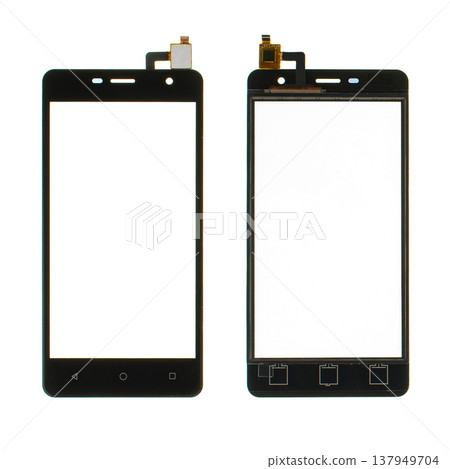 touchscreen for phone, spare part for phone, isolated on white background touchscreen for phone, spare part for phone, isolated on white background 137949704