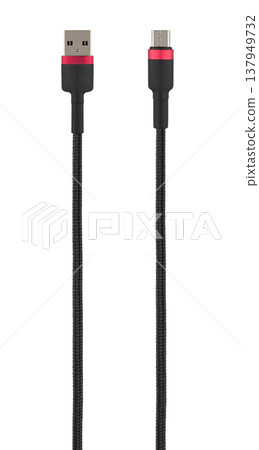 cable with USB and micro USB connector, isolated on white background 137949732