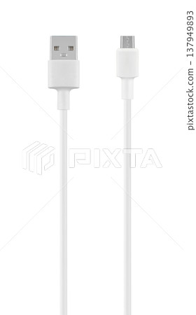 connector with USB cable and micro USB, on white background connector with USB cable and micro USB, on white background 137949893
