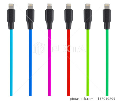 connector with Lightning cable, on white background connector with Lightning cable, on white background 137949895