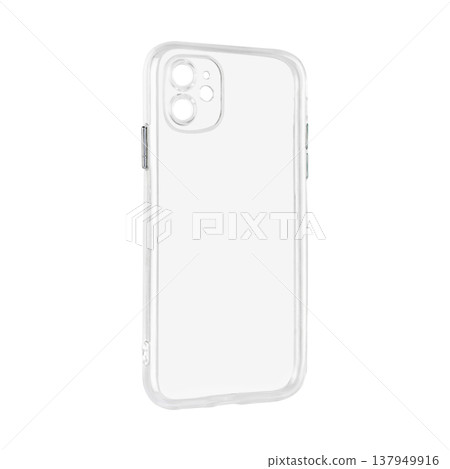 transparent silicone case, accessory for phone, isolated on white background transparent silicone case, accessory for phone, isolated on white background 137949916