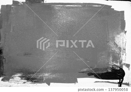 Abstract composition with dark gray layers ink from paint roller marks, isolated on white background. Distressed frame, artistic brush stroke Abstract composition with dark gray layers ink from paint roller marks, isolated on white background. Distressed frame, artistic brush stroke 137950058