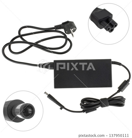 laptop power adapter, laptop accessory, on white background laptop power adapter, laptop accessory, on white background 137950111