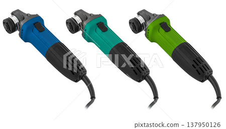 angle grinder, electric tool for repair work, on a white background 137950126