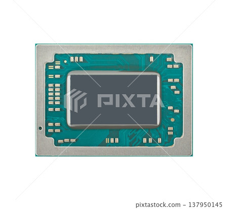 microchip, processor for laptop, view from two sides, on a black background microchip, processor for laptop, view from two sides, on a black background 137950145