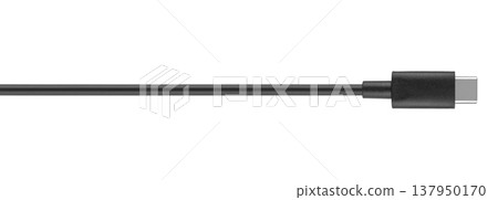 cable with Type-C connector, on white background 137950170