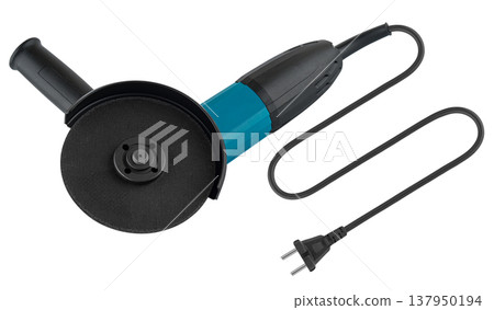 electric angle grinder, on white background electric angle grinder, on white background 137950194