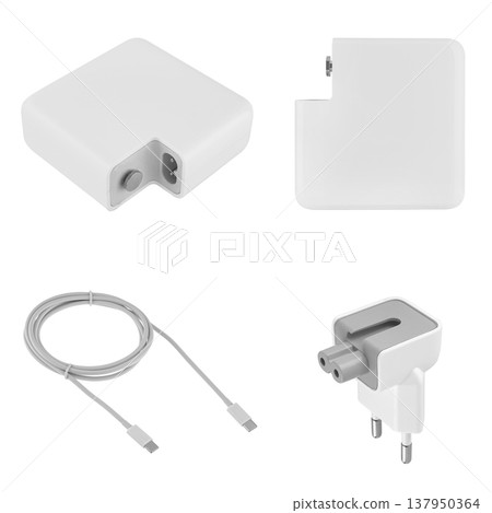 laptop power adapter, white on a white background laptop power adapter, white on a white background 137950364