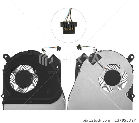 laptop fan, cooling system, on a white background laptop fan, cooling system, on a white background 137950387
