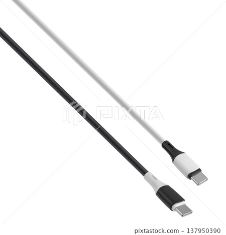 cable with Type-C connector, on white background cable with Type-C connector, on white background 137950390