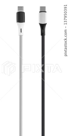 cable with Type-C connector, on white background 137950391