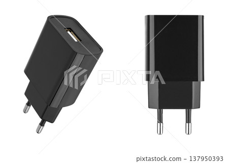 power adapter for phone tablet, on white background power adapter for phone tablet, on white background 137950393
