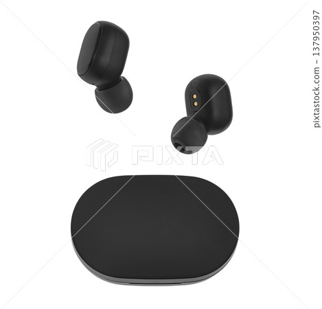wireless headphones, an accessory for the phone, on a white background wireless headphones, an accessory for the phone, on a white background 137950397