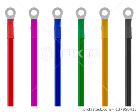 cable with a ring lug, on a white background cable with a ring lug, on a white background 137950415