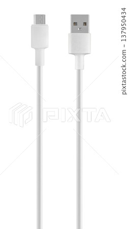 USB and micro USB cable and connector, on white background USB and micro USB cable and connector, on white background 137950434