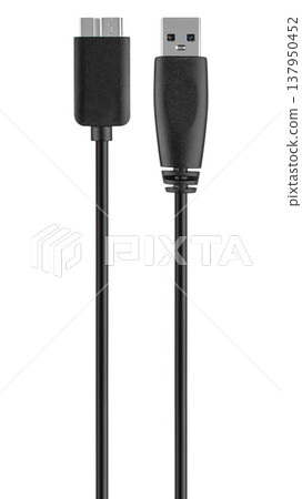USB 3.0 Micro-B and USB cable, isolated on white background 137950452
