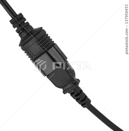 computer cord C13-C14, on a white background in an insulator 137950455
