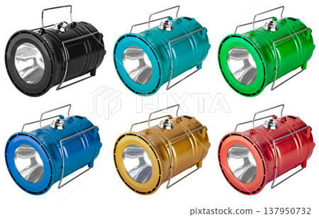 Hand-held LED lantern, for camping, white background in insulation Hand-held LED lantern, for camping, white background in insulation 137950732