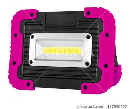 LED spotlight with stand, on a white background in insulation LED spotlight with stand, on a white background in insulation 137950797